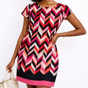 Vintage Dressbarn Chevron Sheath Dress Size 8 Retro Mod Office Siren Corpcore